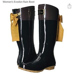 Joules Evedon Rain boots with Mustard Color bow